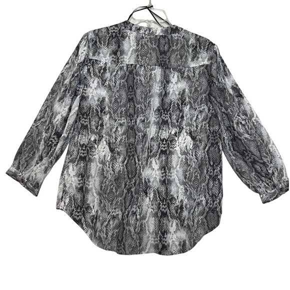 Vince Camuto Women Python Print V-Neck Blouse Size 2X Plus Pull-over 3/4 Sleeve - Picture 7 of 11